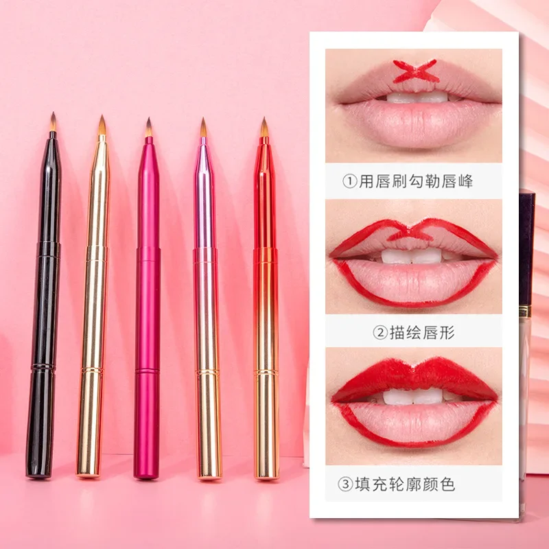 

Retractable double-head lip brush Portable Concealer Red Lip Line Brush Multi-functional eye shadow lip glaze brush Beauty tool