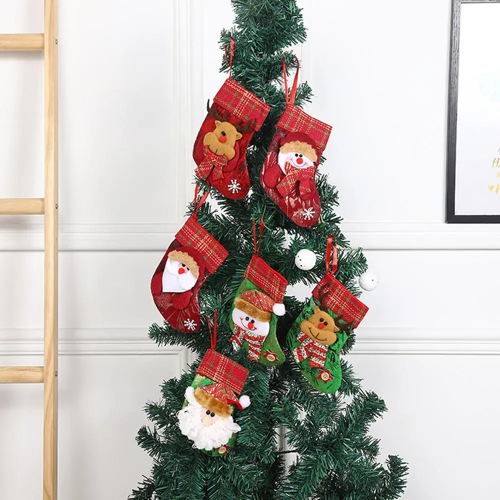 

New 1 Pair Christmas Decoration Socks Cartoon Santa Socks For 2024 Christmas Tree Home Decoration A3H5