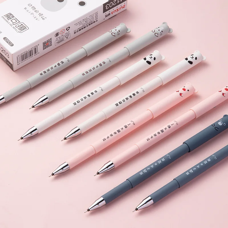 4pcs Cute Bear Pig Erasable Gel Pen Set Kawaii Pens Back to School Stationery Supplies for Writing Noting Journaling Kids Gifts gel pens