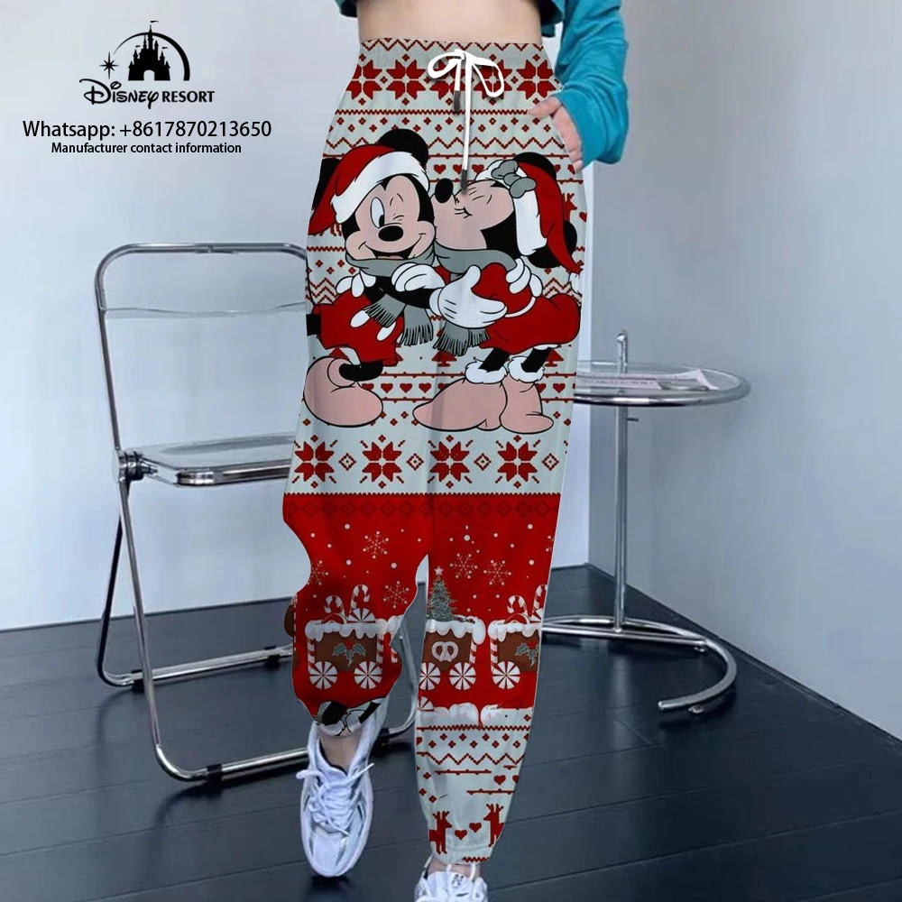 

Ladies Sweatpants Casual Joggers Drawstring Casual Pants Disney Mickey and Minnie Christmas Cosplay Sweatpants