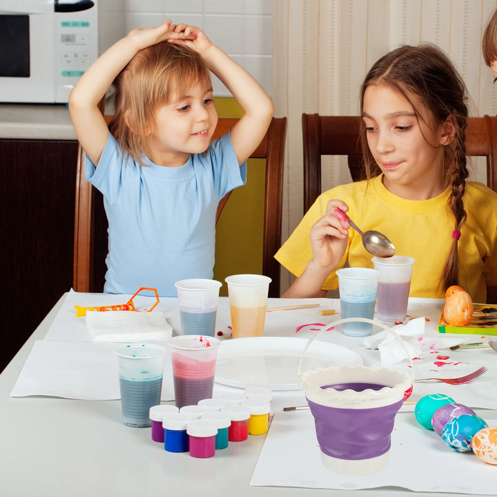 실리콘 브러쉬 세척 버킷 휴대용 접이식 페인팅 도구 수채화, 구아슈, 아크릴 미술 용품 스케치에 이상적