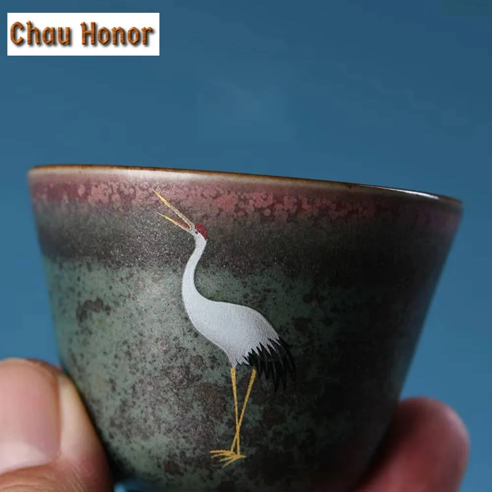 2pc/set Chinese Kiln Change Glaze Ceramic Teacup Aesthetic Sample Tea Cup Samll Smelling Cup Tea Ceremony Accessories Craft 60ml