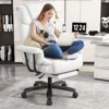 Big and Tall Office Chair 400LBS, 160° High Back Reclining Office Desk Chair with Wide Seat, Arms, Footrest, White 1