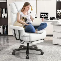 Big and Tall Office Chair 400LBS, 160° High Back Reclining Office Desk Chair with Wide Seat, Arms, Footrest, White 1