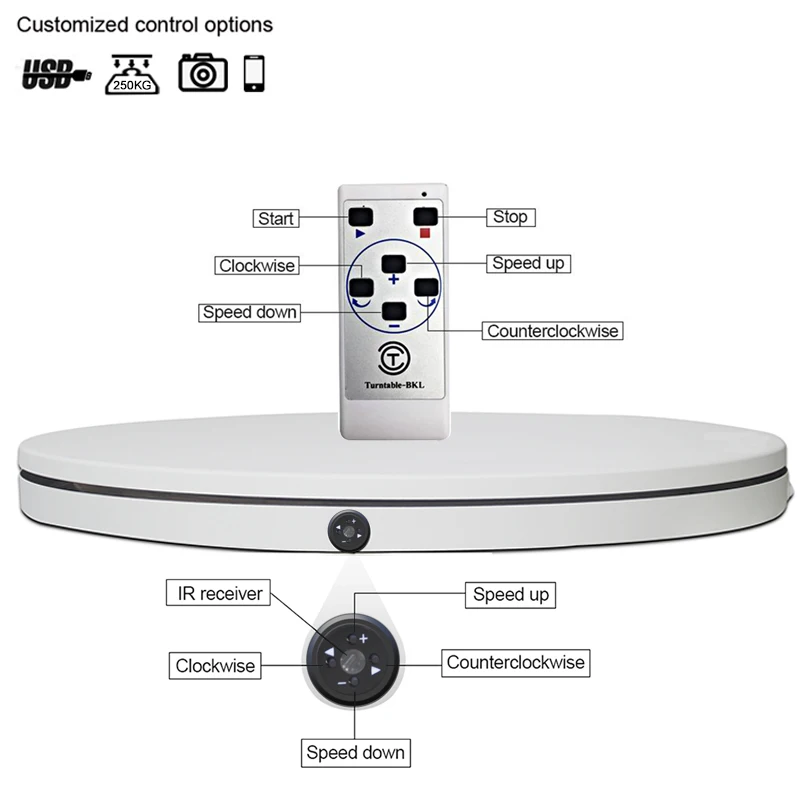 Turntable-Bkl 36cm 14inch 360 Degree Electric Turntable Still Object Rotating  Display Stands 3D Scan Rotary Platform - China Electric Turntable and  Motorized Turntable price