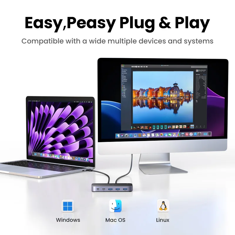 Ugreen-usb c Kvm Switch Usb c 3.2 Switcher para pc Teclado Mouse Impressora e Scanner Dispositivos 10gbps Pcs - Imagem 3