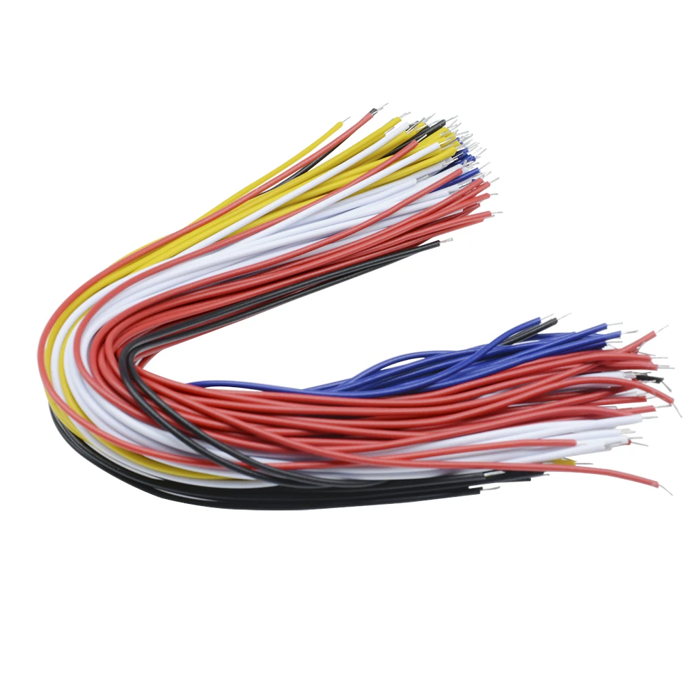 더블 헤드 PCB 납땜 케이블, 26AWG 플라이 점퍼 와이어 케이블, 주석 도체 5 색 주석 도금 구리선, 100 개