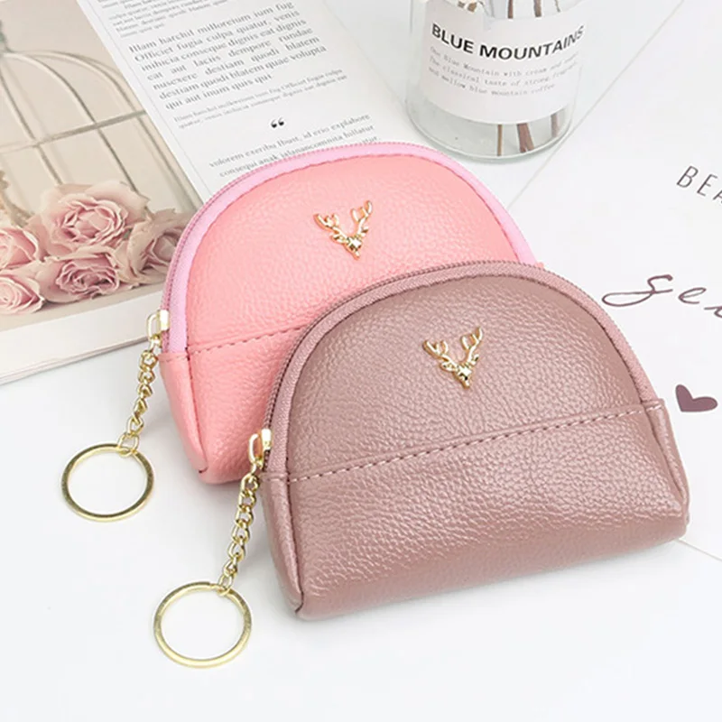 LAYRUSSI New Fabric Coin Purse Women Double Zipper Small Wallet Key Pouch  Travel Card Holder Fashion Female Vintage Coin Bags