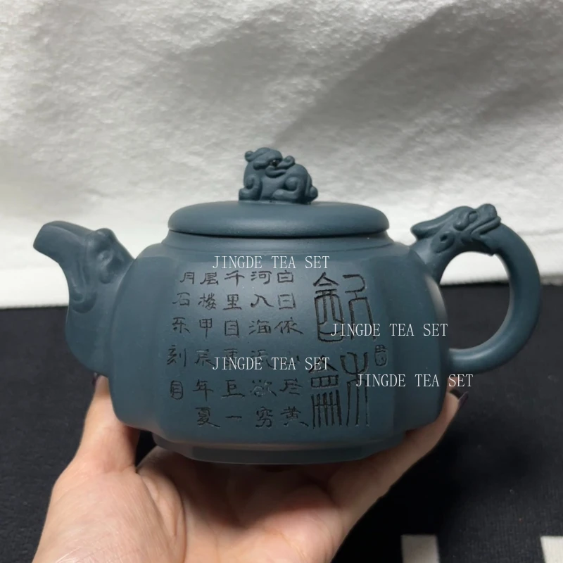 280ml Chinese Yixing Purple Clay Teapot Raw Ore Azure Mud Filter Kettle Custom Zisha Tea Infuser Antique Beauty Tea Set