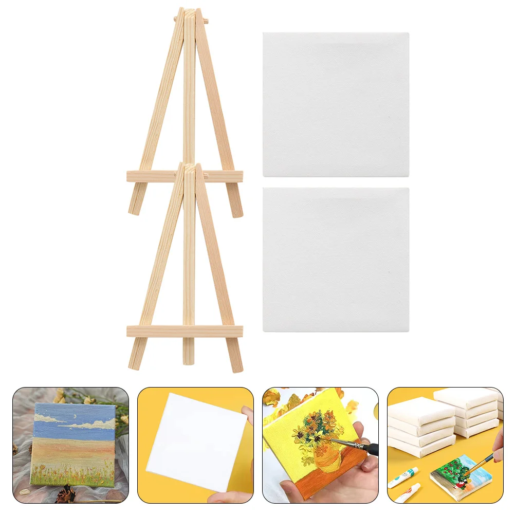 

2 Sets Mini Oil Painting Board Kids Decor Canvas DIY Accessories Non-woven Fabric Delicate Student Multi-function