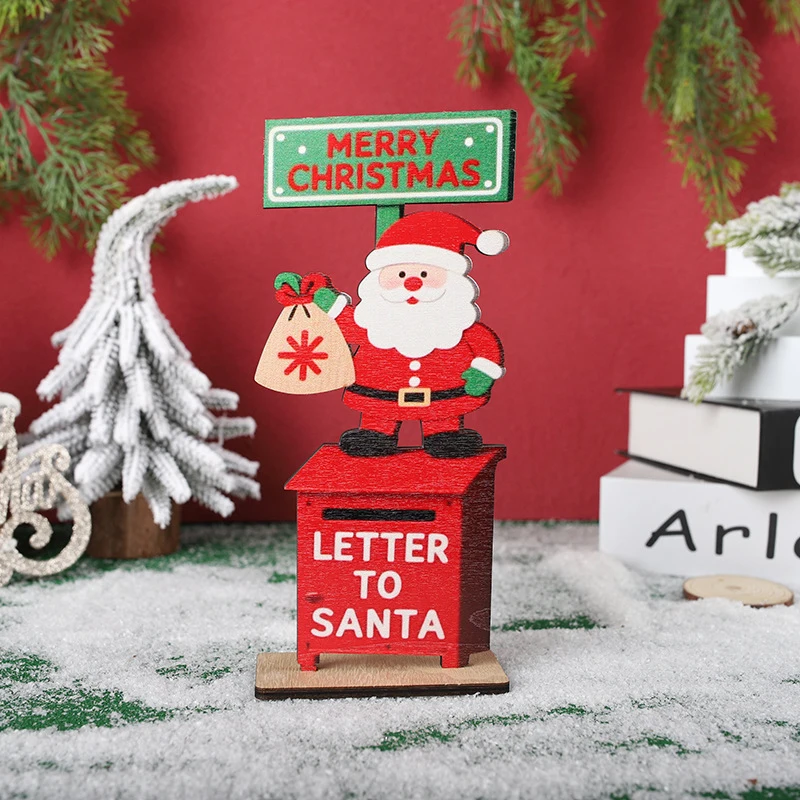 Christmas Table Decoration Wooden Christmas Table Centerpieces Xmas Snowman Santa Claus Gnome Sign For Holiday Party Supplies