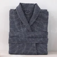 JFLEGAL Autumn and Winter Cotton Bathrobe Minimalist Plaid Men and Women Thickened 6-layer Gauze Towel Adult Absorbent Bathrobe 3