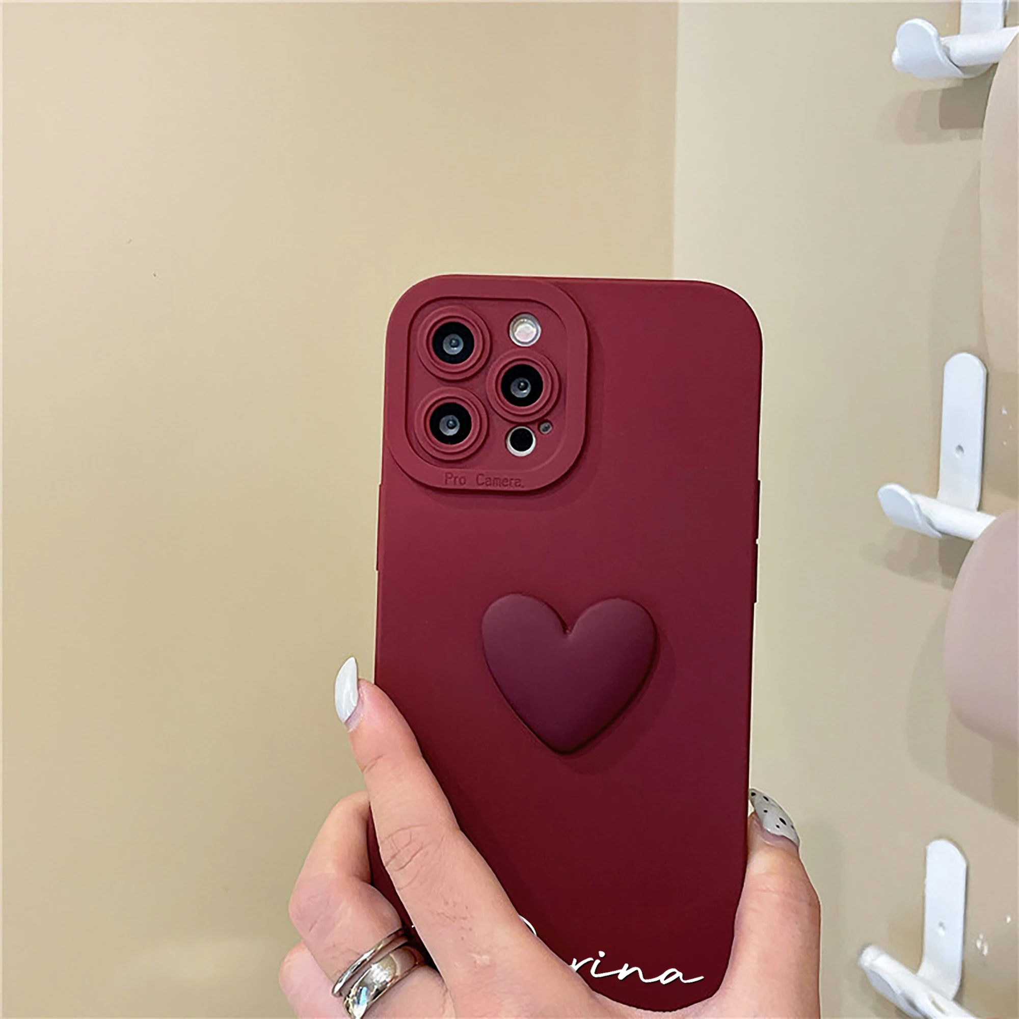 Personalized 3D Stereo Red Heart Customize Name Letters Hot Stamping thumbnail 3