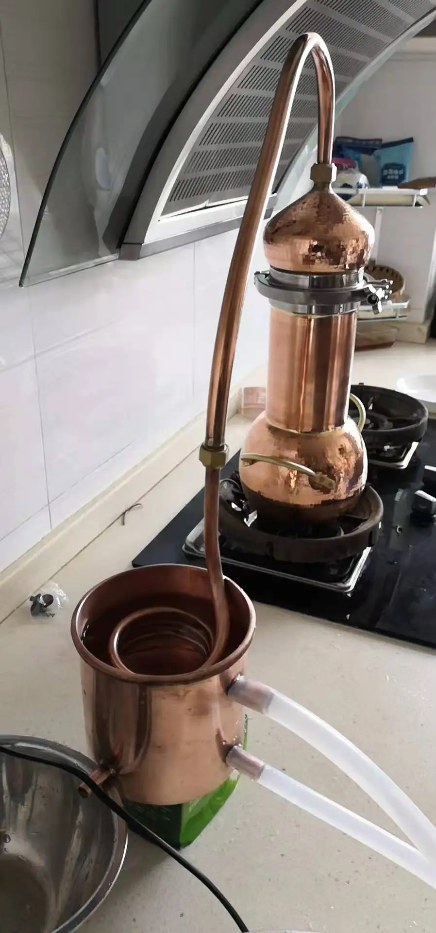 Wine steaming machine pure copper distiller Handmade copper alembic distillation set flower essential oil distiller 2L 3L