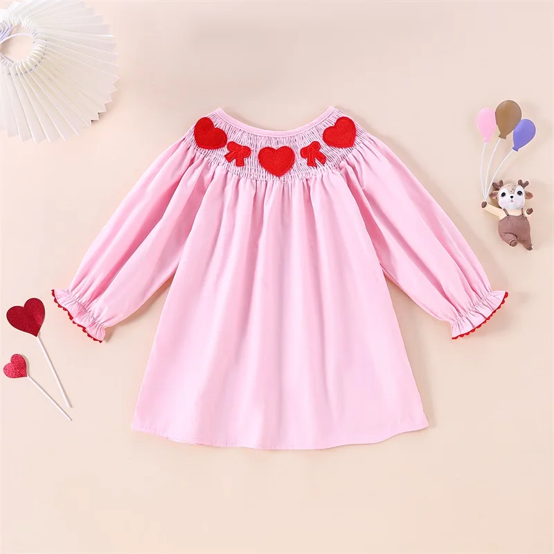 Girls' Valentine's Heart Print Ruffle Dress 1