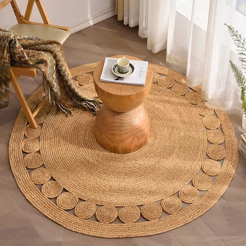 Woven Rug Bedroom Round Carpets Grass Rugs Living Room Coffee Table Floor  Mats ковер из джута Alfombra Yute Redonda Tapis Jute - AliExpress