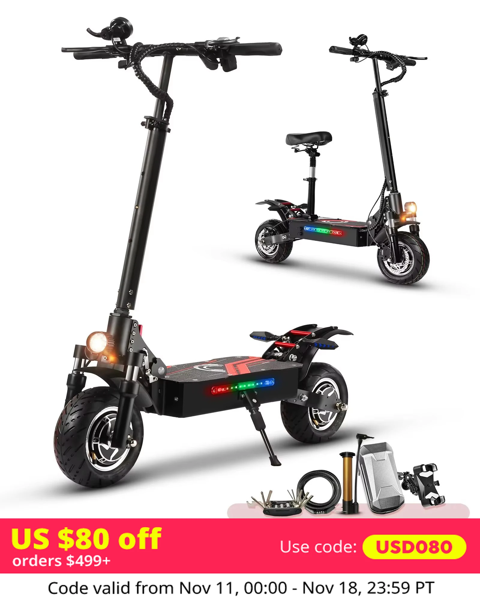 High-Speed Off-Road Electric Scooter 3200W Dual Motor Long Endurance Mileage with Silent Tire Foldableing Commuting E-scooter
