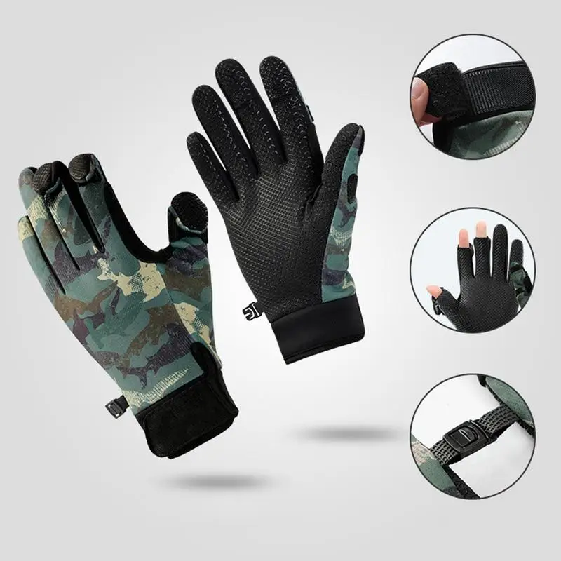 Cold Weather Fishing Gloves Winter Warm Fleece Fingerless Gloves For Hunting Touchscreen Cold Weather Warm Non-Slip