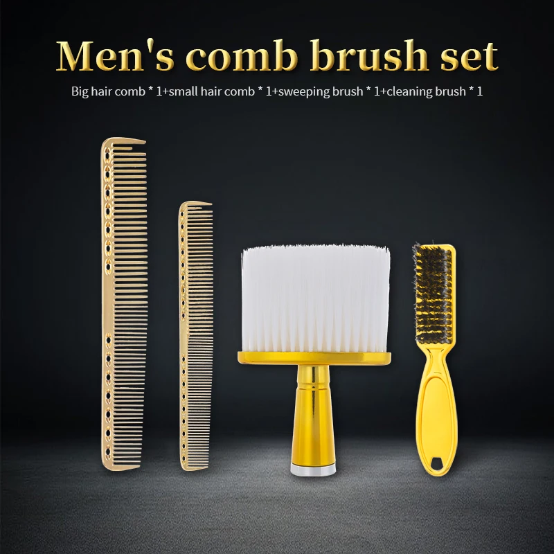 

4pcs Barber Men's Beard Shave Set Wide Toothed Comb for Hair Flat Comb Neck Brush Duster Oil Head Comb Salon Professional Tools