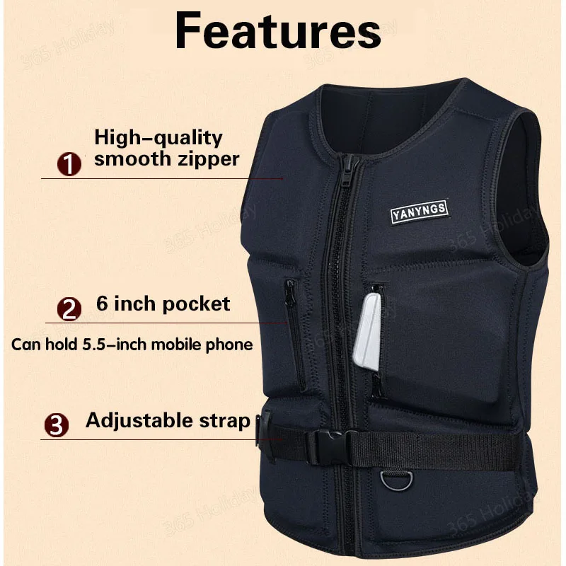 Description Picture 3 of itemComp Vest CE Approved Neoprene Life Jacket Wake Surfing Impact Vest JET SKI Buoyancy Vest Great for Watersports Activities