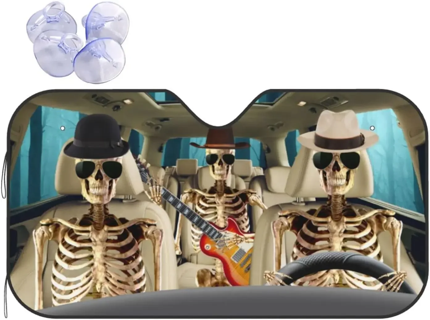 Gentle Skull Front Windshield Sun Shade Accordion Folding Auto Sunshade for Car Truck SUV Blocks UV Rays Sun Visor Protector
