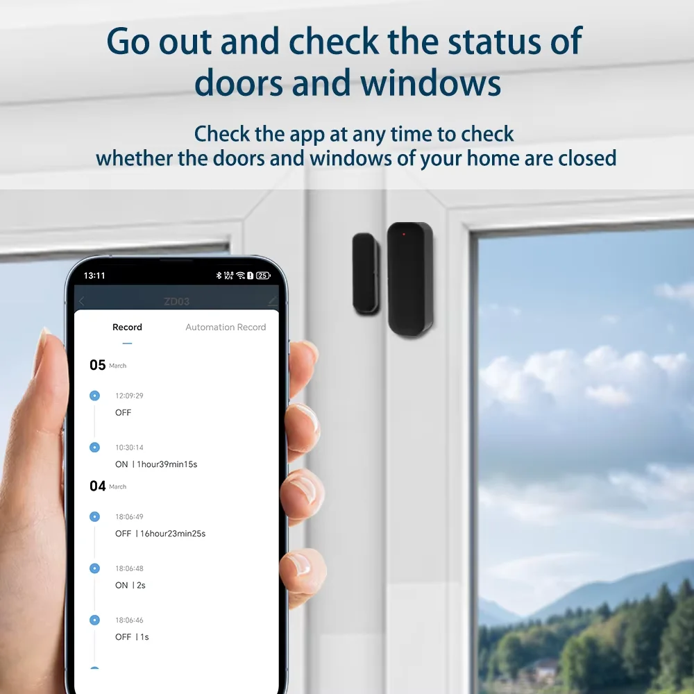 Door Sensor Window Sensor Smart Home Wireless Door Detector Tuya WiFi Smart Life APP Remote Control for Alexa Google Home