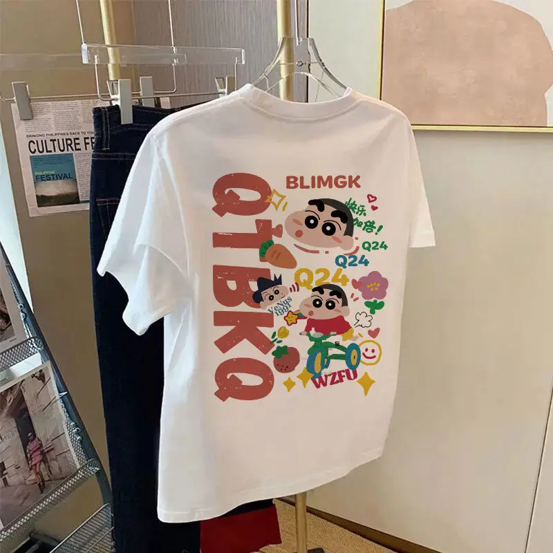 

Crayon Shin Chan Cute Creative Kawaii T Shirt Cartoon New Bandai Anime Printed Men and Women Loose Fitting Short Sleeve Gift