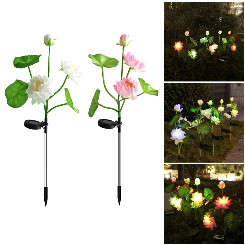 

Solar Lotus Lilly Flower Lamp Light Led Solar Light for Garden Decoration Waterproof Outdoor Landscape Lawn Lamp for Patio Yard