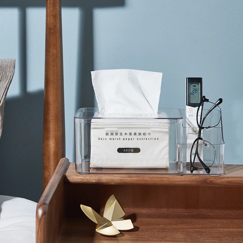 Tissue Box Tissue Dispenser Exquisite tissue box high-grade draw paper box acrylic household coffee table multi-function remote control desktop storage