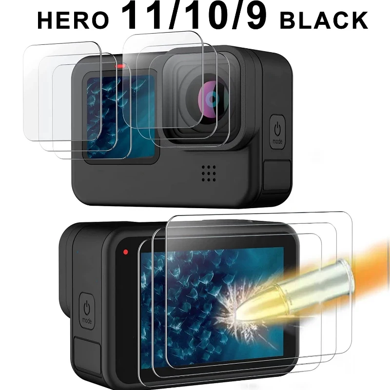 Tempered Glass Screen Protector Cover Case for GoPro Hero 11 10 9 Lens  Protection Protective Film Accessories for Hero 11 10 9