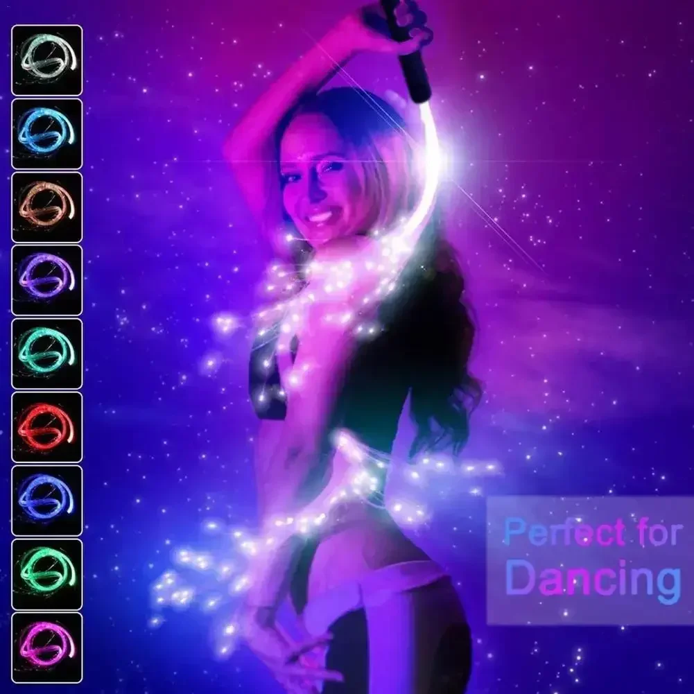 LED RGB Fiber Optic Whip 7color Change Super Bright Optical Hand Rope Light Pixel Whip Dance Party Lighting Show Festival fiber optic lamp led ambient light