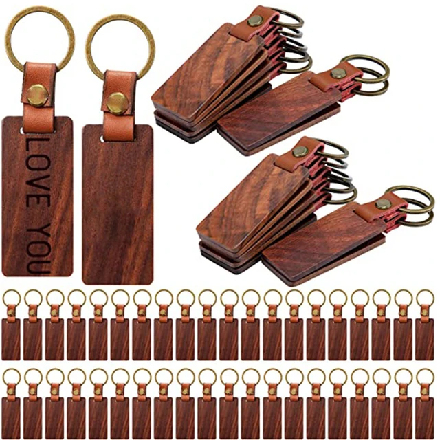 3mm Wood Keyring For Men Personalise Keychain For Keys PU Leather Keychain  For Women Blank Keyring For Car Accessories Wholesale