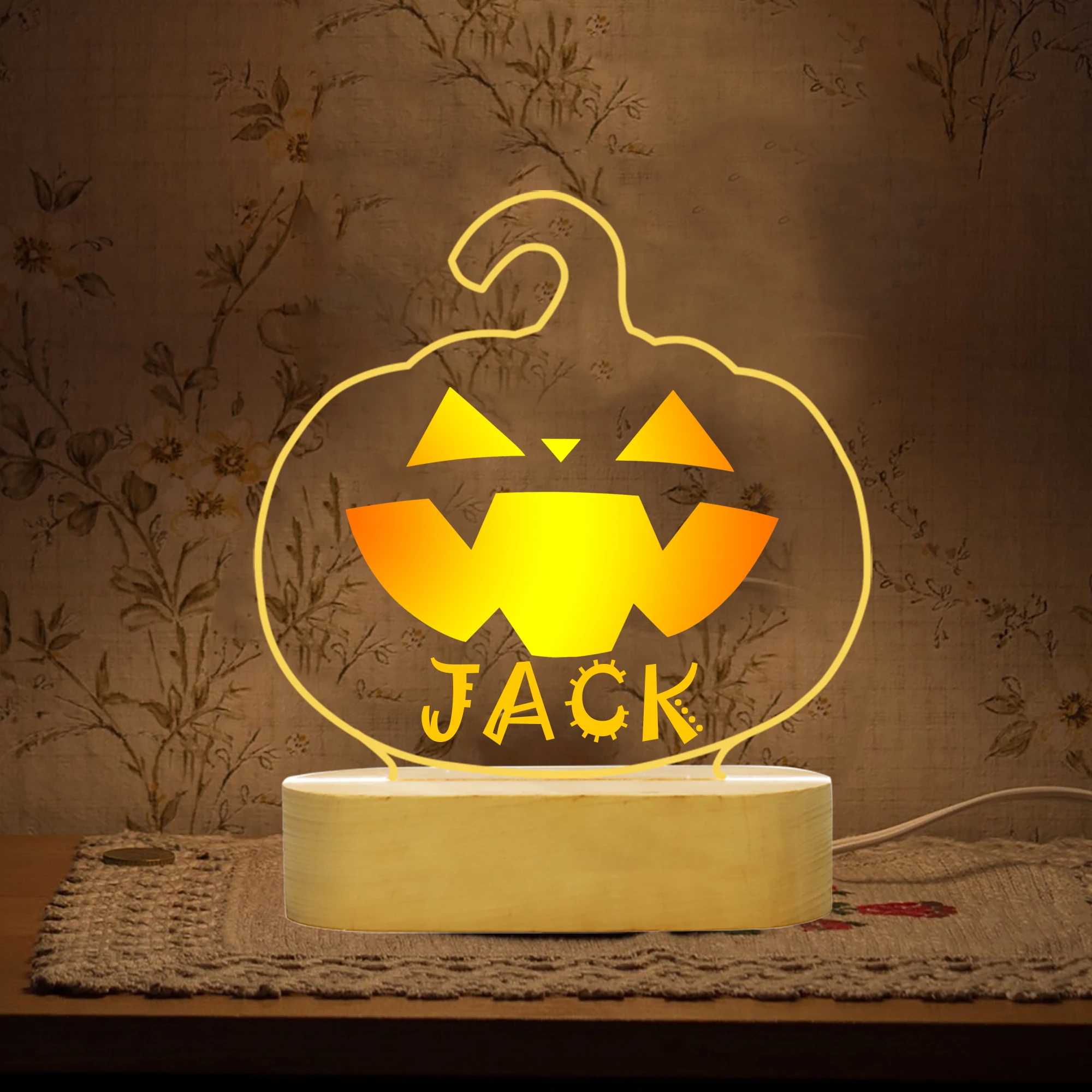 

Jack-o-lantern With Custom Name Halloween Jack-o-lantern Light Toy Family Party Decoration Animation Kids Night Light