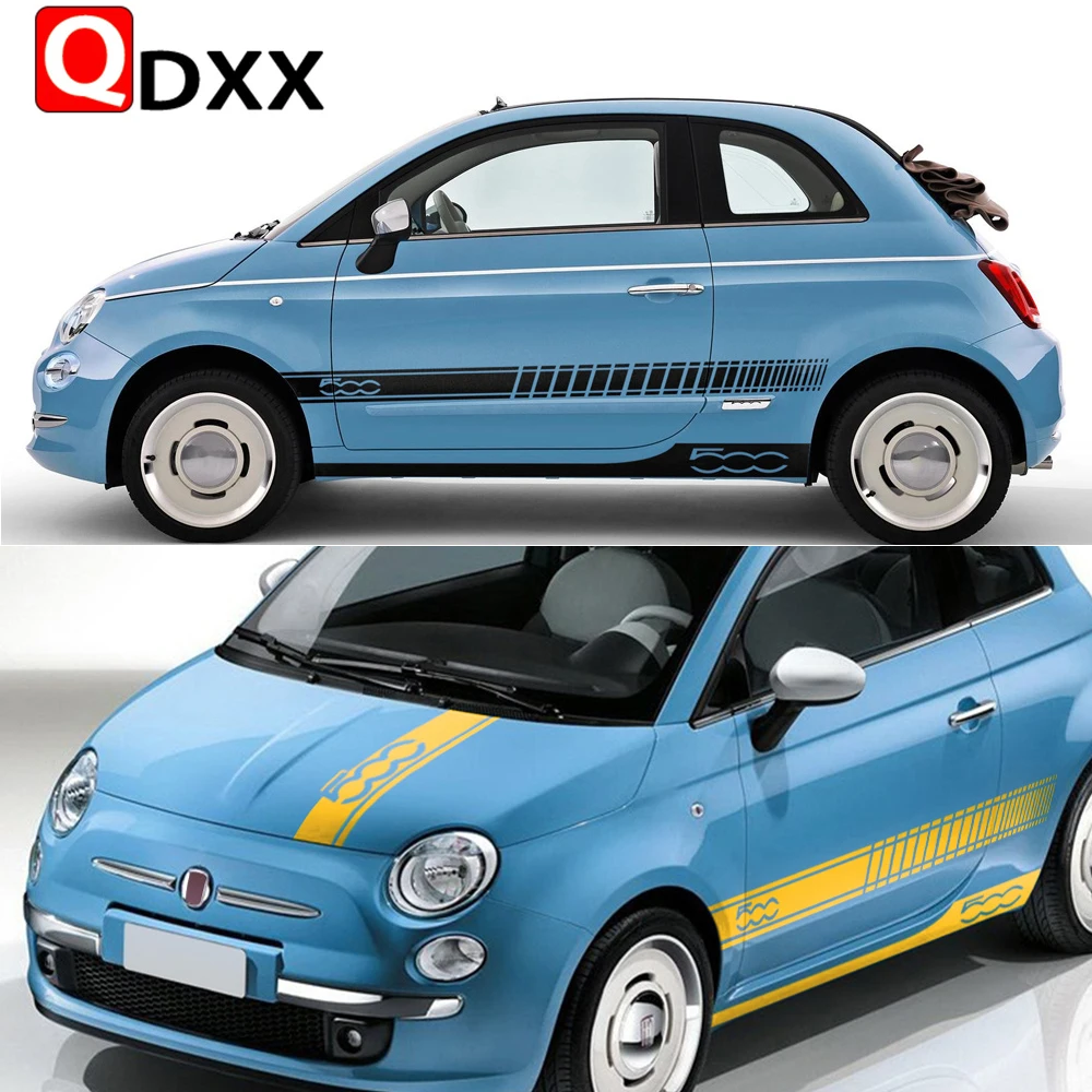 Car Door Side Stripes Gonna Cappuccio Copertura Adesivo Vinile Body Kit Decalcomania Per Fiat 500 Abarth 595 695 500C 500E Accessori Vintage