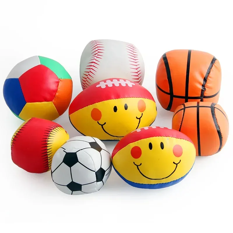

[Funny] 4pcs/lot Baby Toy safe soft cloth ball Rugby Basketball Softball football sets toy Family baby interactive game sport