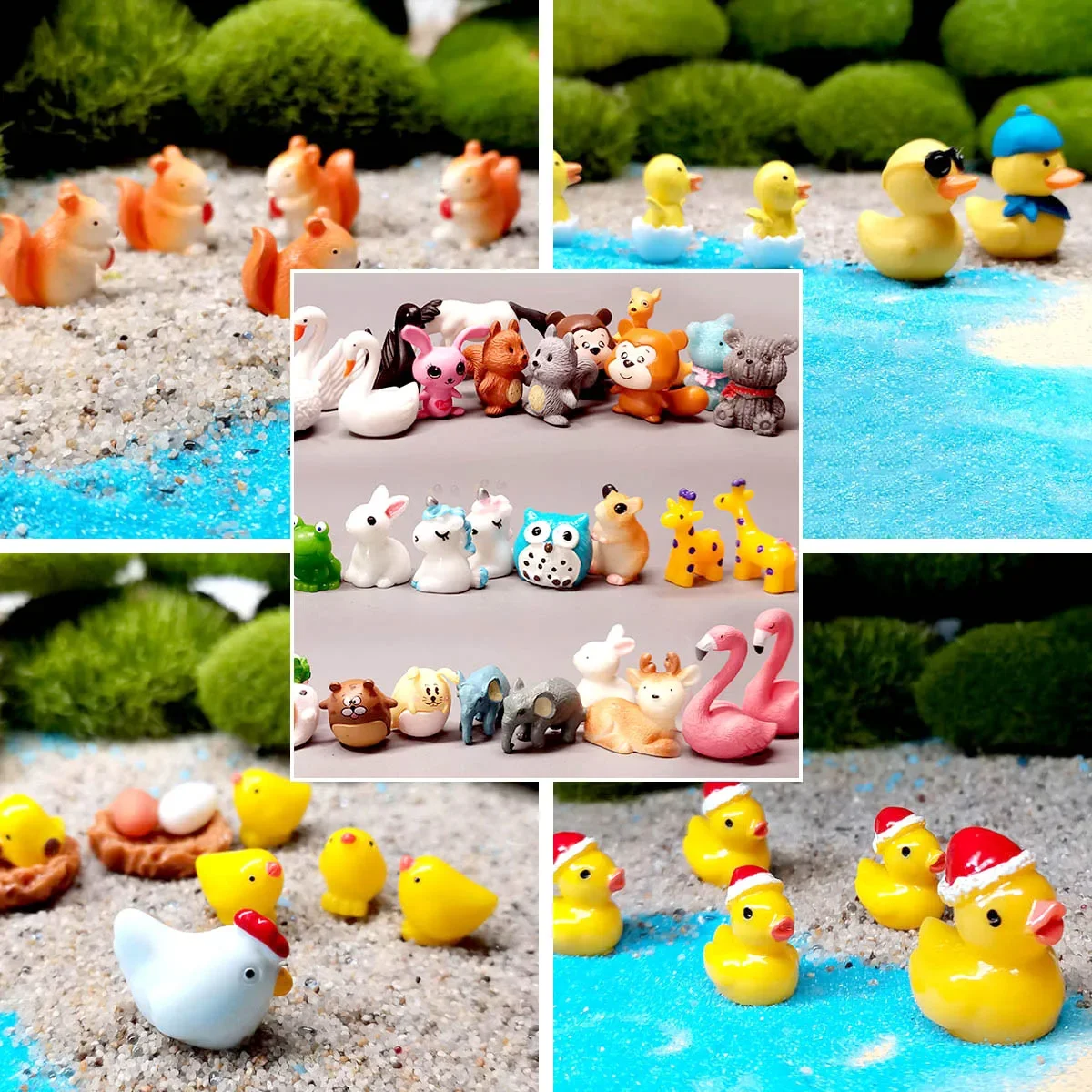 Magic Fairy Garden Accessories set 2/4/6 Miniature Toy Flamingo Animal Figure Elephant Duck Frog Deer Craft Terrarium Moss Decor