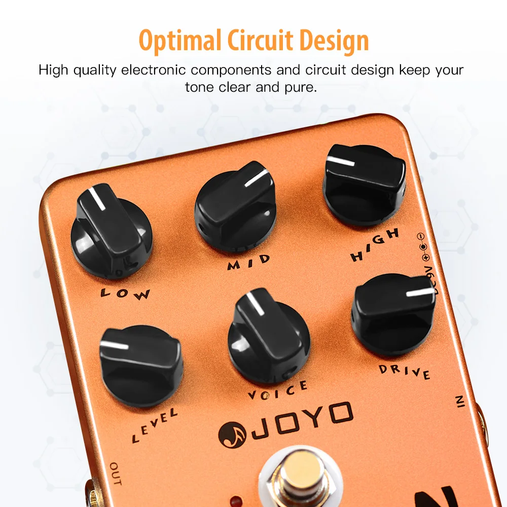 JF-14 AMERICAN SOUND Overdrive Guitar Pedal Features 3 Band EQ Simulation the Cl