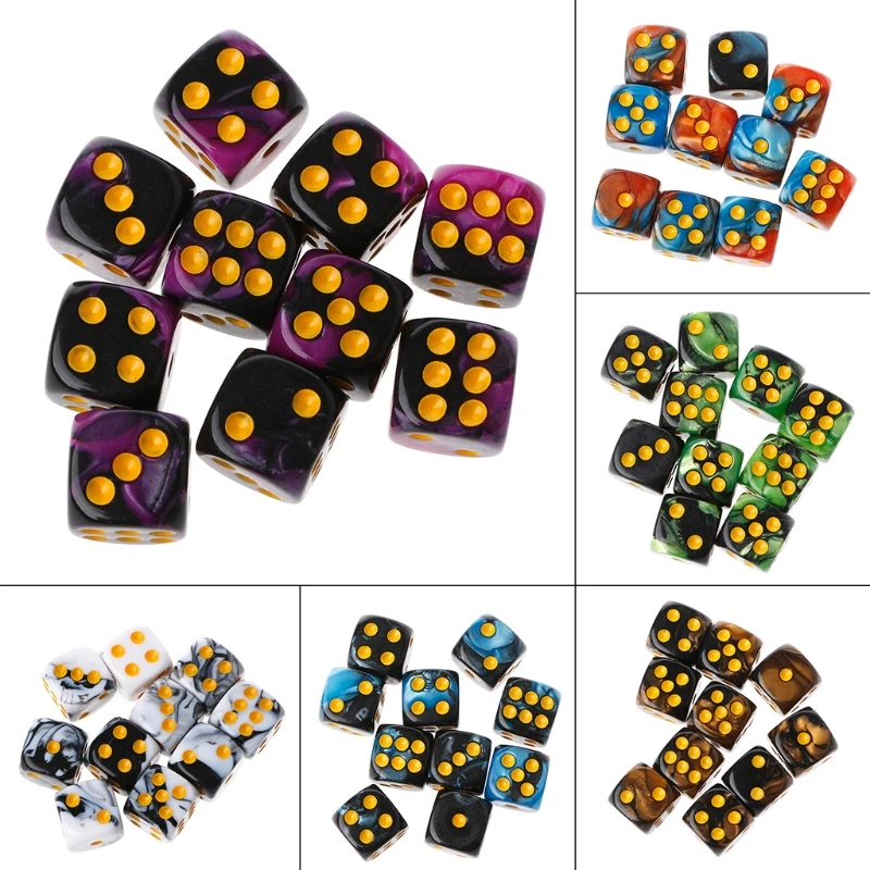 Six Sided 12mm Transparent Cube Round Corner Portable Table Playing Games 10pcs game dice dice set acrylic dice