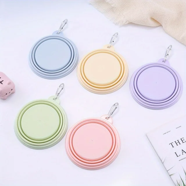 Pet Portable Foldable Bowl for Outdoor, Hanging Pet Drinking Water Feeding Silicone Bowl, Can be Used for Cats and Dogs 2