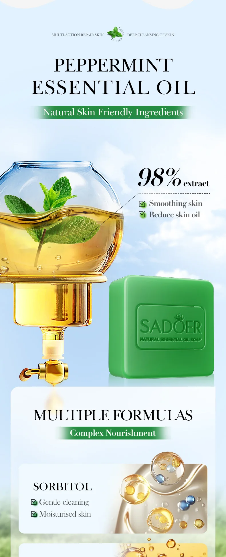 Description Picture 5 of itemLavender Turmeric Mint Essential Oil Handmade Soap Whitening Cream Dead Skin Removal Exfoliating Body Scrub Cleansing ShowerSoap