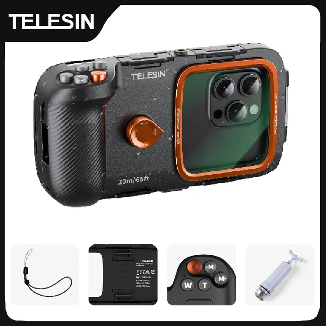 TELESIN plongée coque de téléphone étanche téléphone universel caméra prise de vue support de poignée aide au tir poignée de télécommande