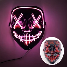  Halloween Neon Led Purge Mask Masque Masquerade Party Masks Light Luminous In The Dark Funny Masks Cosplay Costume Supplies 