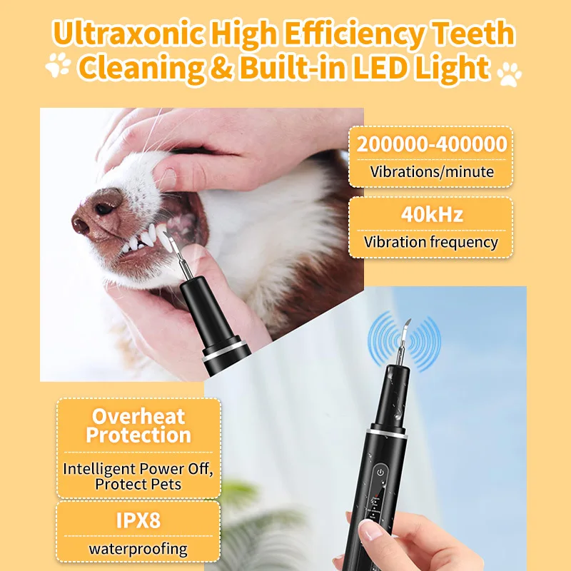 Pet Grooming Tools Ultrasonic Electric Dog Dental Calculus Remover Set Cleaning Dog Teeth Dental Tartar Removal Pet Cleaner Care Tool Professional