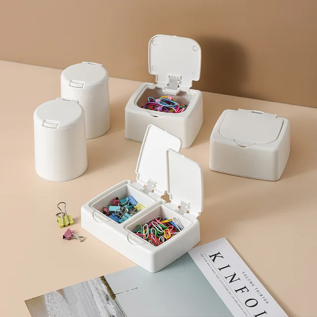 storage box organizer Desktop storage box Mini pop-up cotton swab with lid Cosmetic cotton plastic dustproof 1