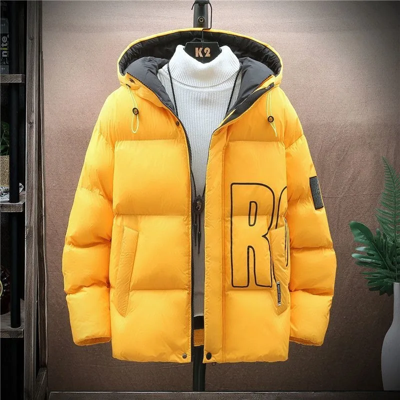 2023 New Men Down Cotton Coat Winter Jacket Short Loose Trend Parkas Thicken Warm Student Outwear Hooded Leisure Overcoat