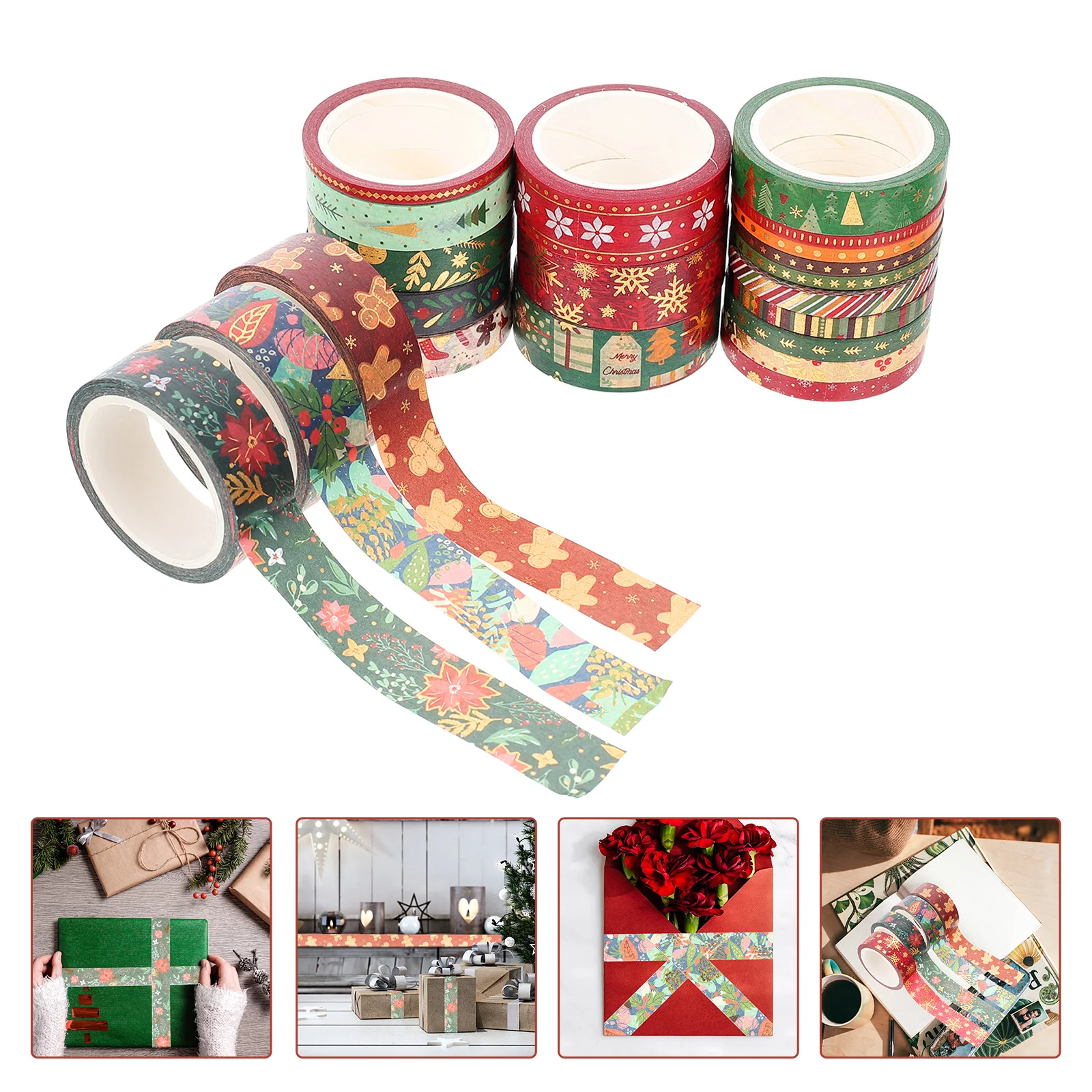 

21 Rolls Christmas Washi Tape Party Supplies Vintage Scrapbook Xmas Paper Tapes Decal Stickers Adhesive Themed Self Made