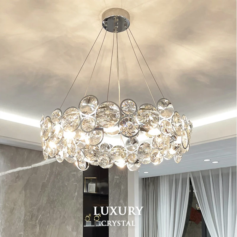 

Luxury chandelier, large crystal decoration, complimentary light source, round D56/D78/D100CM, oval height adjustable