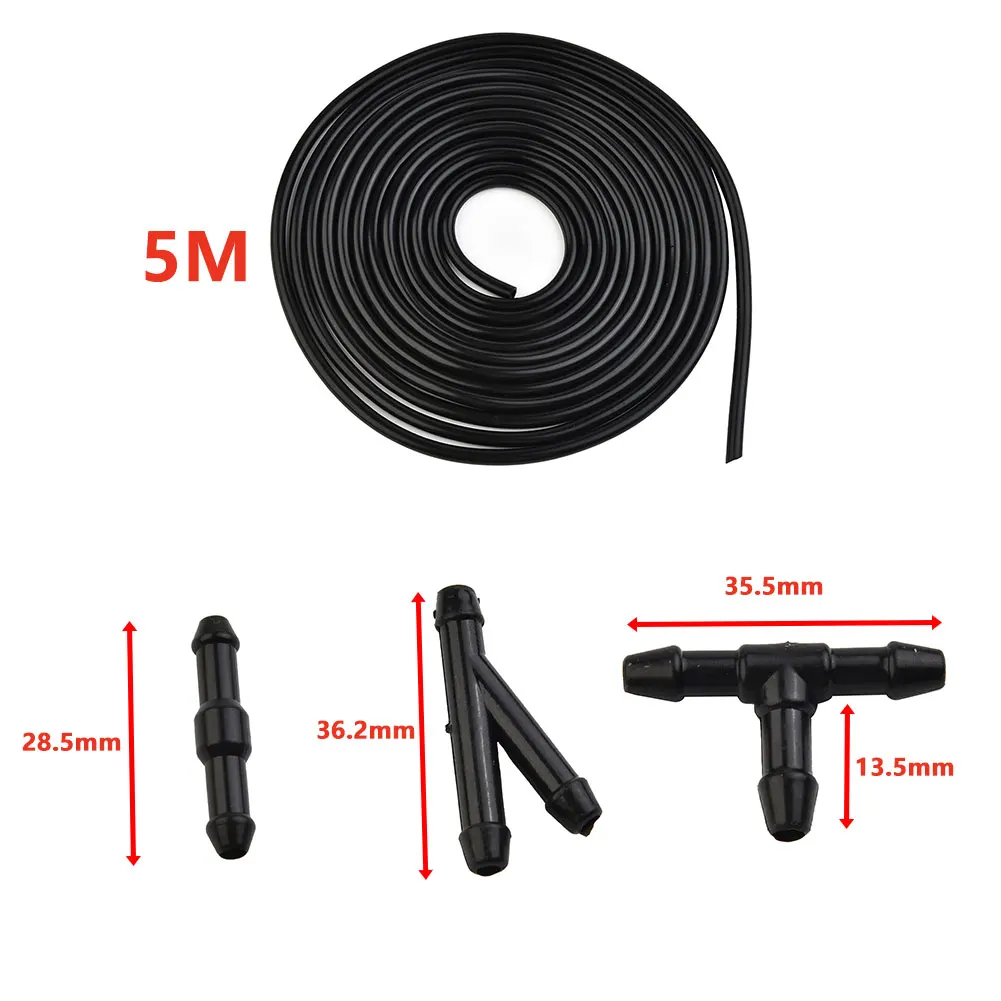 

5 M Windshield Wiper Tube T/Y/I Type Splitter Windshield Washer Hose Connector Automotive Car Wiper Blade Pipe Windshield Jet A