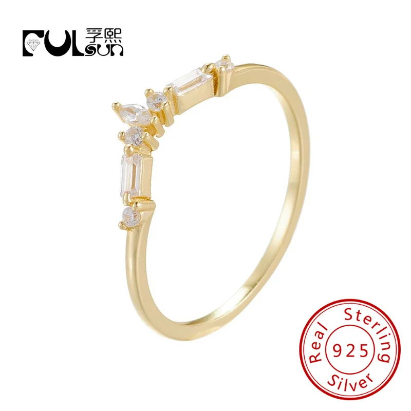

925 пробы Серебряное горное штабелируемое кольцо 18k позолоченное для девушек
