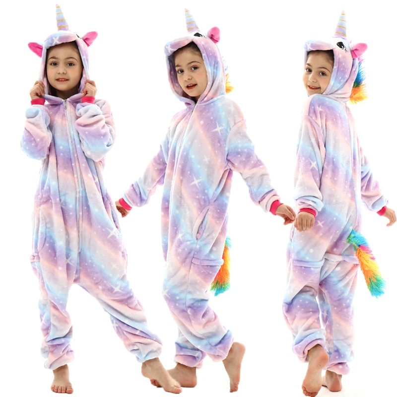 Kids Animal Cosplay Costume Halloween Tiger Unicorn Dinosaur Charmander Onesie Kigurumi Children Pajamas 4 6 8 10 12Years